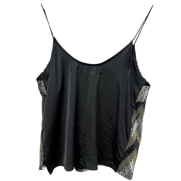 ASTR Sequin Top Medium Camisole Gold Black Silver Sleeveless Cami Zigzag Tank - Picture 3 of 10